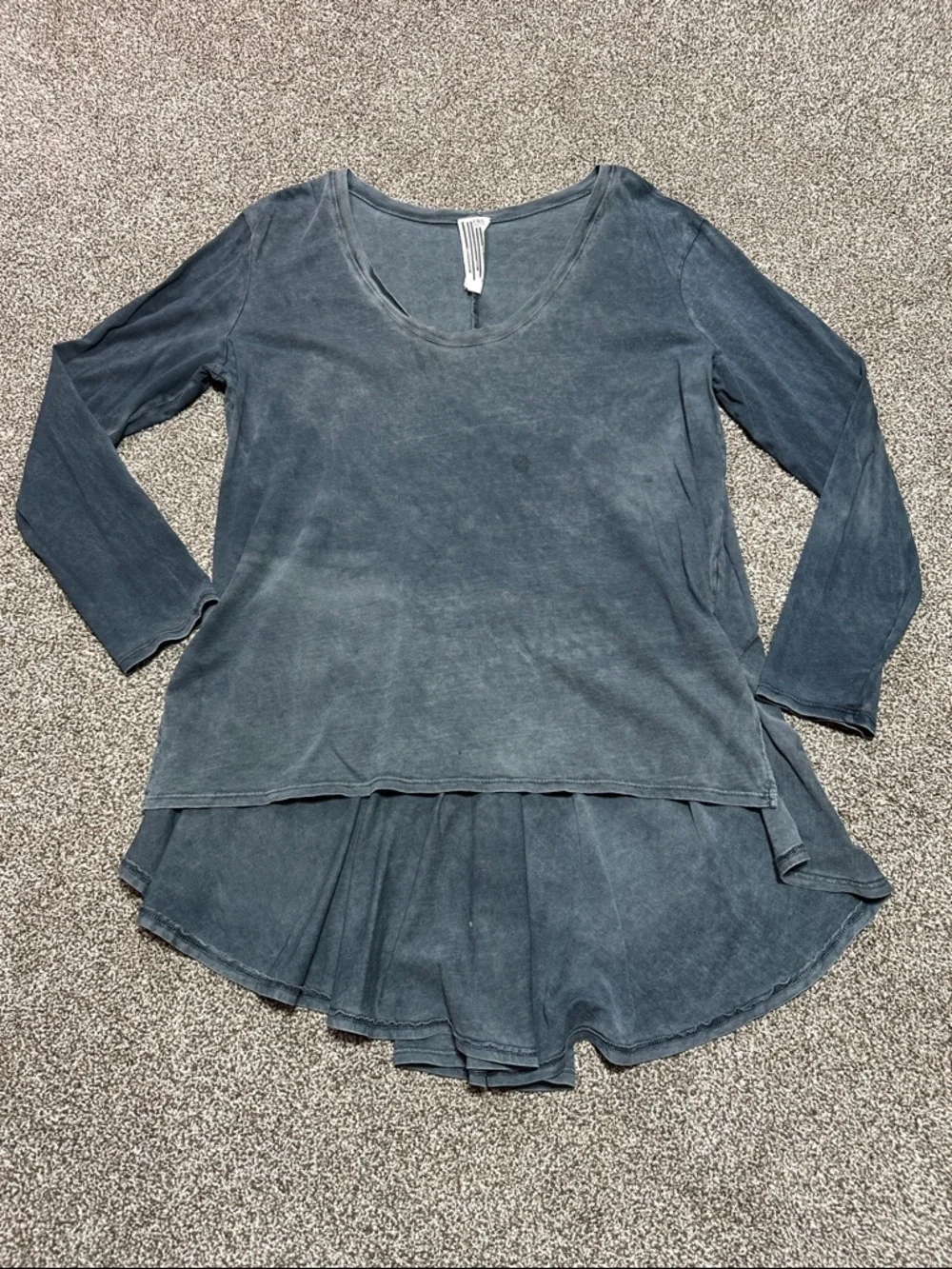 Free people mineral wash tunic flared ruffle high low hem small